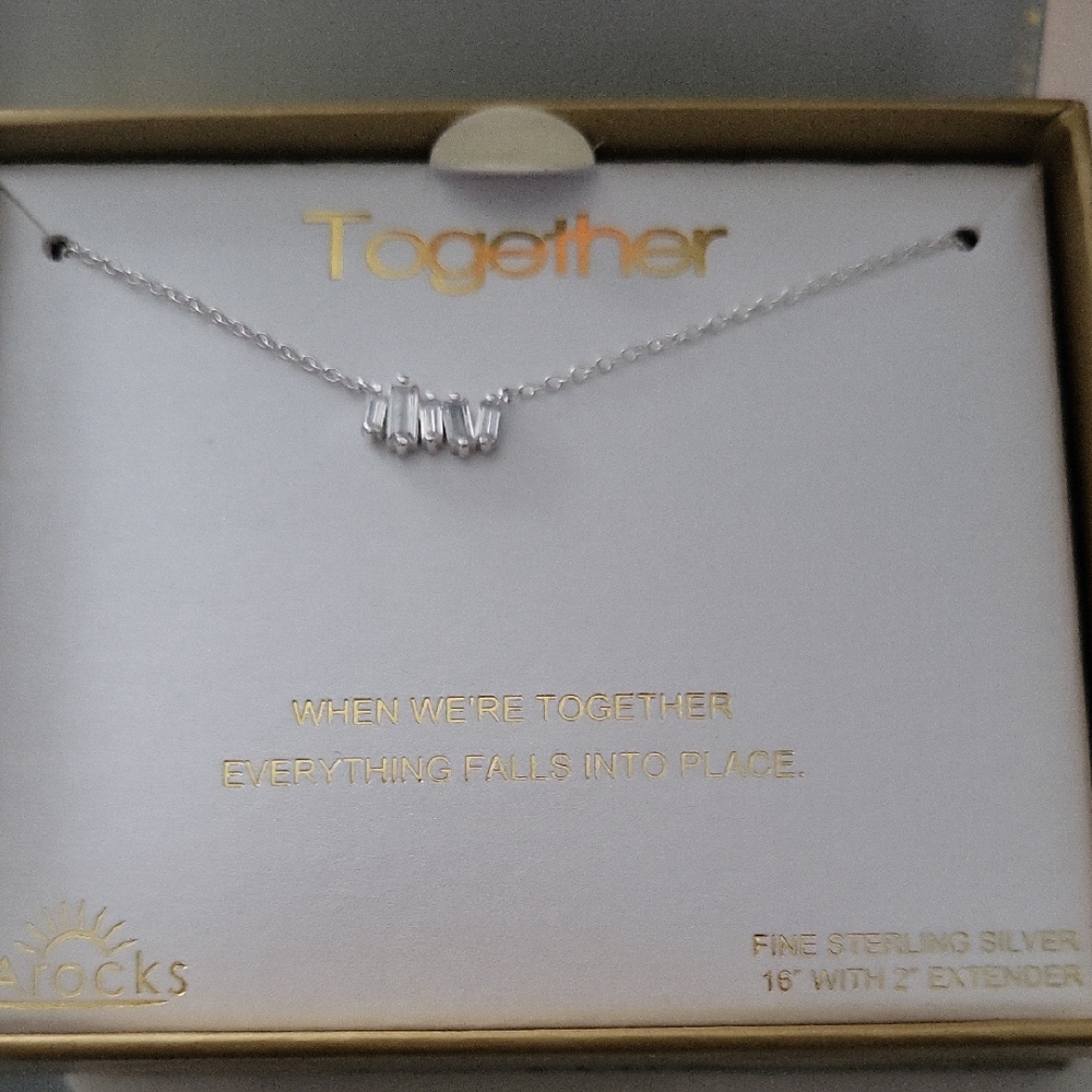 Silver Necklace by La  Rocks Cubic Ziconia diamonds Boxed Size Above